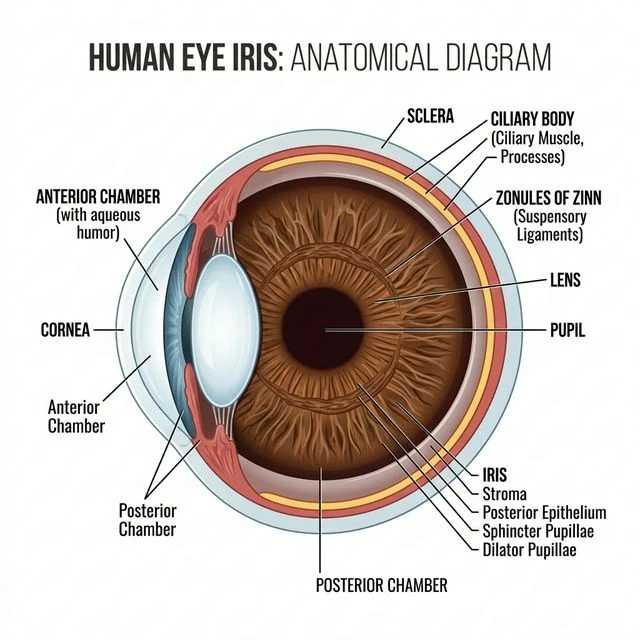 Illustration détaillée de l'anatomie de l'iris de l'oeil